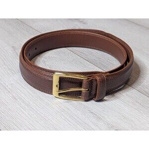 Cole Haan Leather Belt Men's Solid Brass Buckle A3780 Brown 90/36